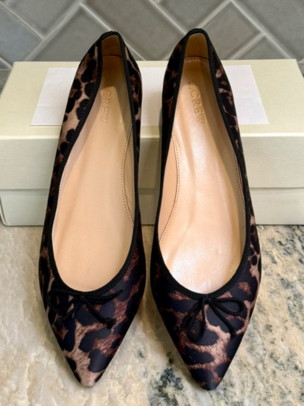 NEW J. Crew 'Gemma' Leopard Print Satin Flats Size 9.5